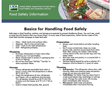 Basics For Safe Food Handling